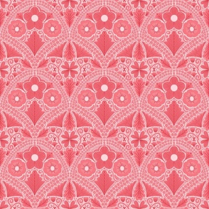 Floral fan -Monochromatic Duvet Covers - pink