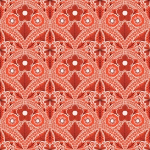 Floral fan -Monochromatic Duvet Covers - orange