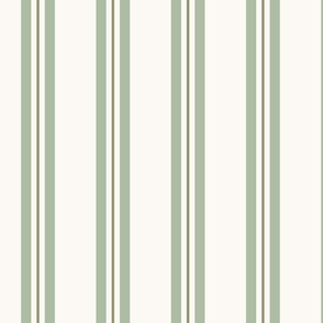 Ticking Stripes, Sage Green, Large Scale