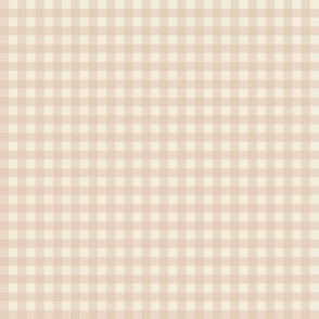 1/2 in Gingham check - desert sand on ivory beige