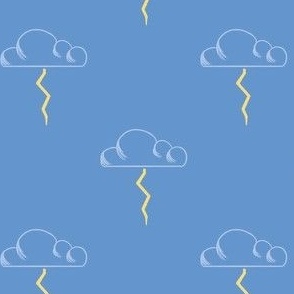 (XS) Thunder Storm & Lightning Weather Clouds in Dark Blue