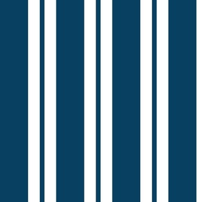Navy Blue Dark Blue Ticking - Wide Stripe