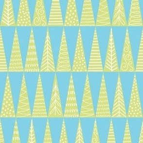 Modern Christmas Trees - rows of simple Christmas trees in minty fresh holiday blue and green - shw1057 - medium scale