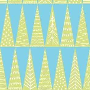 Modern Christmas Trees - rows of simple Christmas trees in minty fresh holiday blue and green - shw1057 - large scale