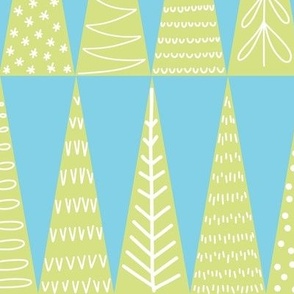 Modern Christmas Trees - rows of simple Christmas trees in minty fresh holiday blue and green - shw1057 - jumbo scale