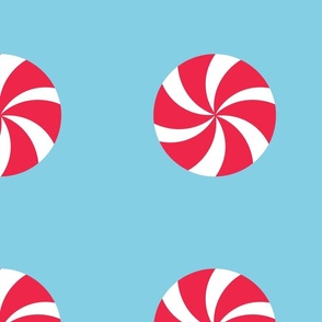 Modern Christmas Peppermints - red and white swirl peppermint candies on minty fresh holiday blue - shw1058 - large scale