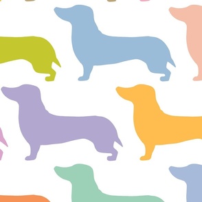 extra large - Dachshunds - Sausage dog - colorful dogs on white - Weiner Wiener dogs pets pet cute simple silhouette