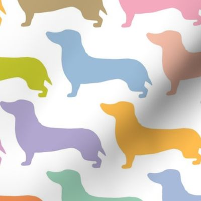 large - Dachshunds - Sausage dog - colorful dogs on white - Weiner Wiener dogs pets pet cute simple silhouette