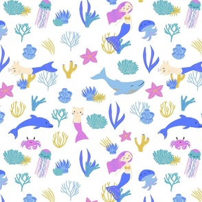 Mermaids and Mercats light background