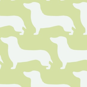 extra large - Dachshunds - Sausage dog - white and Cool Matcha green - Weiner Wiener dogs pets pet cute simple silhouette
