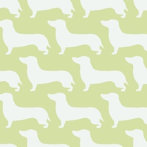large - Dachshunds - Sausage dog - white and Cool Matcha green - Weiner Wiener dogs pets pet cute simple silhouette