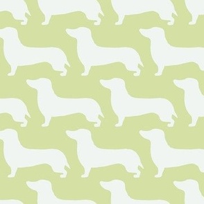 medium - Dachshunds - Sausage dog - white and Cool Matcha green - Weiner Wiener dogs pets pet cute simple silhouette