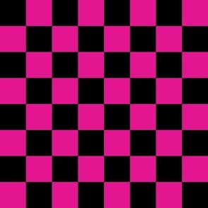 1 inch Checkerboard black and Hollywood cerise pink