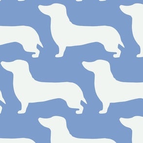extra large - Dachshunds - Sausage dog - white and Cornflower blue - Weiner Wiener dogs pets pet cute simple silhouette