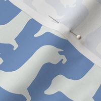medium - Dachshunds - Sausage dog - white and Cornflower blue - Weiner Wiener dogs pets pet cute simple silhouette