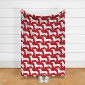 extra large - Dachshunds - Sausage dog - white and crimson red - Weiner Wiener dogs pets pet cute simple silhouette