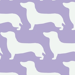 extra large - Dachshunds - Sausage dog - white and Digital Lavender  purple rose - Weiner Wiener dogs pets pet cute simple silhouette