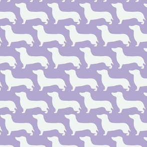 large - Dachshunds - Sausage dog - white and Digital Lavender  purple rose - Weiner Wiener dogs pets pet cute simple silhouette