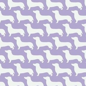 small - Dachshunds - Sausage dog - white and Digital Lavender  purple rose - Weiner Wiener dogs pets pet cute simple silhouette