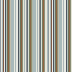 Kaleidoscope Stripe - Multi Color Stripe with Dusty Blue, Green, Yellow, Navy, Terracotta, and Cream