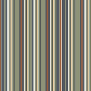 Kaleidoscope Stripe - Multi Color Stripe with Sage Green, Yellow, Navy, Terracotta, and Cream