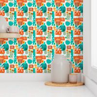 Mid Century Modern Starfield Orange & Teal