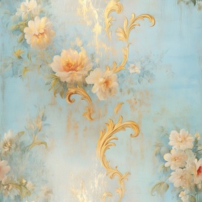 shabby rococo blue floral