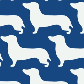 extra large - Dachshunds - Sausage dog - white and Honor Blue dark blue - Weiner Wiener dogs pets pet cute simple silhouette