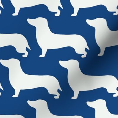 large - Dachshunds - Sausage dog - white and Honor Blue dark blue - Weiner Wiener dogs pets pet cute simple silhouette