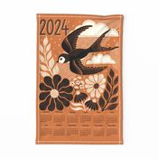 2024 Floral Swallow Rust Orange Calendar