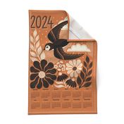 2024 Floral Swallow Rust Orange Calendar