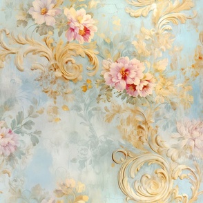 Large Scale shabby rococo blue