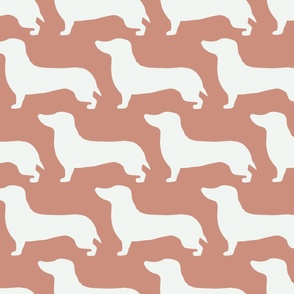 extra large - Dachshunds - Sausage dog - white and Italian Clay brown - Weiner Wiener dogs pets pet cute simple silhouette