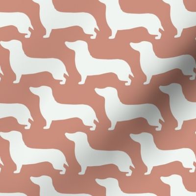 medium - Dachshunds - Sausage dog - white and Italian Clay brown - Weiner Wiener dogs pets pet cute simple silhouette