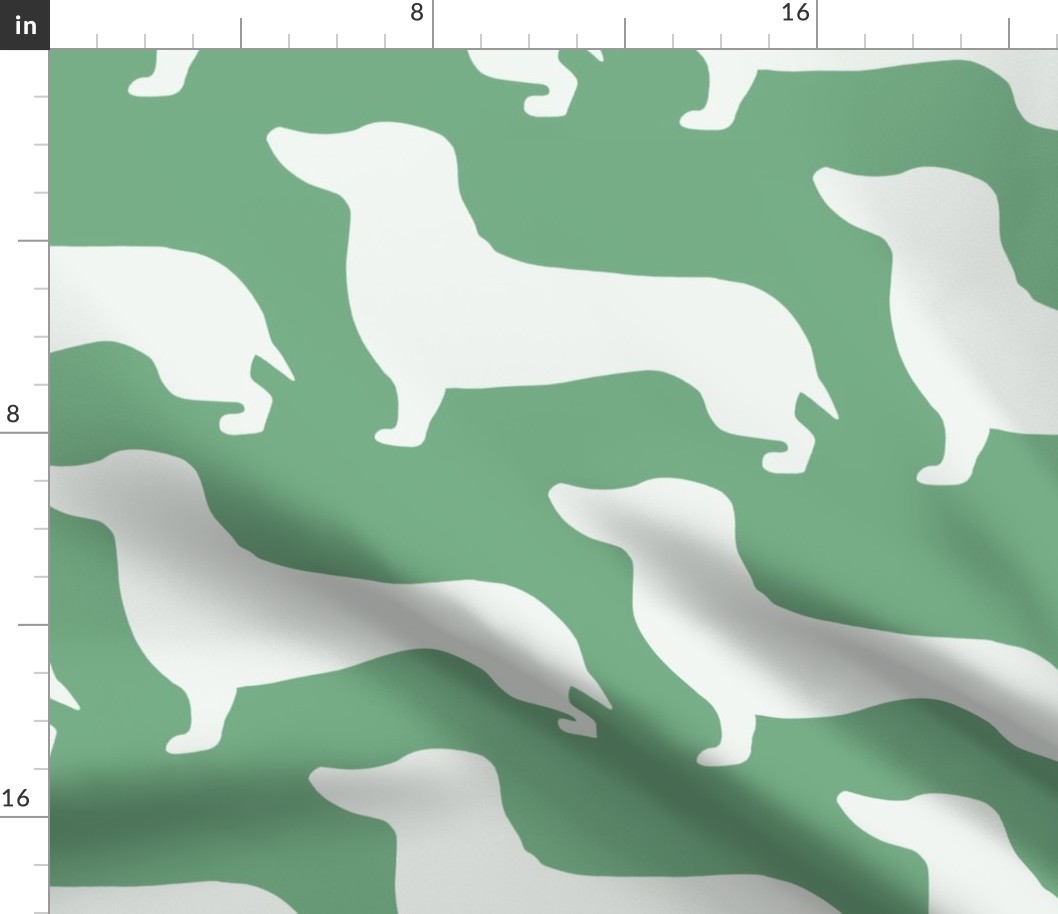extra large - Dachshunds - Sausage dog - white and Jade Mint green - Weiner Wiener dogs pets pet cute simple silhouette