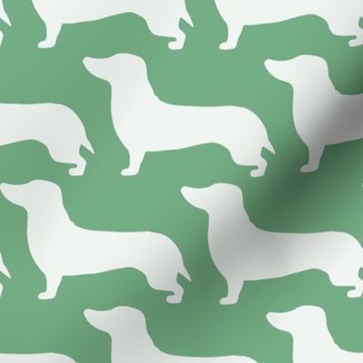 large - Dachshunds - Sausage dog - white and Jade Mint green - Weiner Wiener dogs pets pet cute simple silhouette