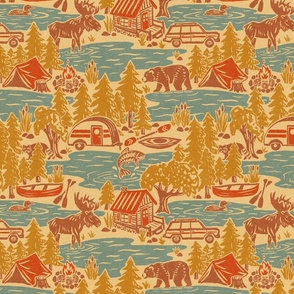 North Country Summer - 12" large - autumn gold and rust 