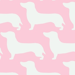 extra large - Dachshunds - Sausage dog - white and light baby pink - Weiner Wiener dogs pets pet cute simple silhouette