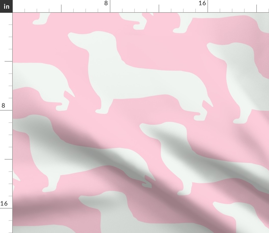 extra large - Dachshunds - Sausage dog - white and light baby pink - Weiner Wiener dogs pets pet cute simple silhouette