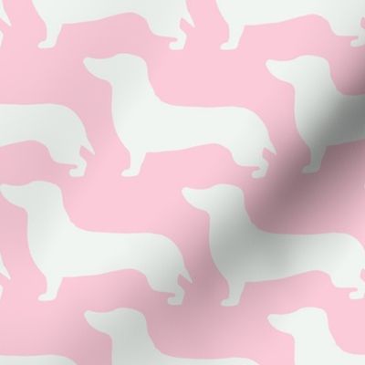 large - Dachshunds - Sausage dog - white and light baby pink - Weiner Wiener dogs pets pet cute simple silhouette