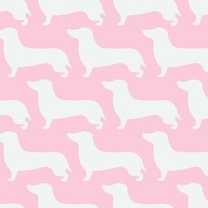 medium - Dachshunds - Sausage dog - white and light baby pink - Weiner Wiener dogs pets pet cute simple silhouette