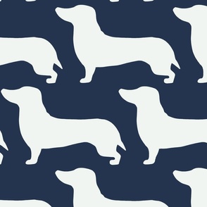 extra large - Dachshunds - Sausage dog - white and Midnight blue dark blue - Weiner Wiener dogs pets pet cute simple silhouette