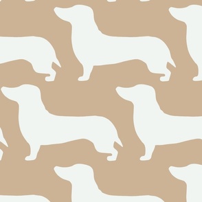 extra large - Dachshunds - Sausage dog - white and Oat milk brown - Weiner Wiener dogs pets pet cute simple silhouette