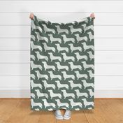 extra large - Dachshunds - Sausage dog - white and Sage leaf dark forest green - Weiner Wiener dogs pets pet cute simple silhouette