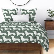 extra large - Dachshunds - Sausage dog - white and Sage leaf dark forest green - Weiner Wiener dogs pets pet cute simple silhouette