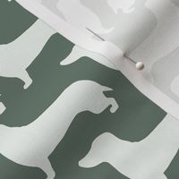 medium - Dachshunds - Sausage dog - white and Sage leaf dark forest green - Weiner Wiener dogs pets pet cute simple silhouette