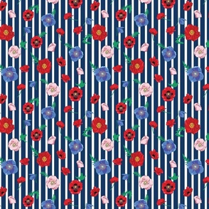 Poppies Navy Stripe