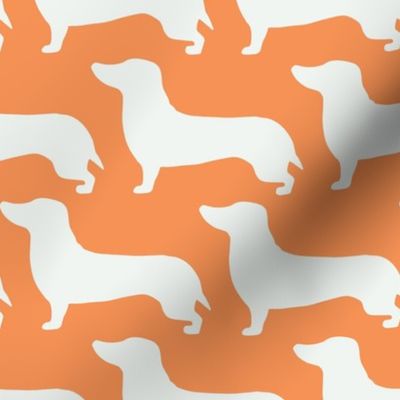 large - Dachshunds - Sausage dog - white and Tangerine orange - Weiner Wiener dogs pets pet cute simple silhouette