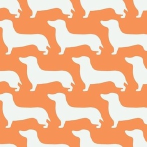 medium - Dachshunds - Sausage dog - white and Tangerine orange - Weiner Wiener dogs pets pet cute simple silhouette