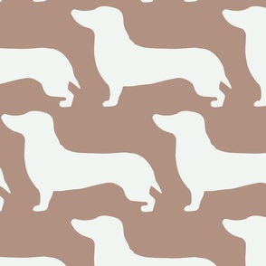 extra large - Dachshunds - Sausage dog - white and Timeless taupe brown - Weiner Wiener dogs pets pet cute simple silhouette